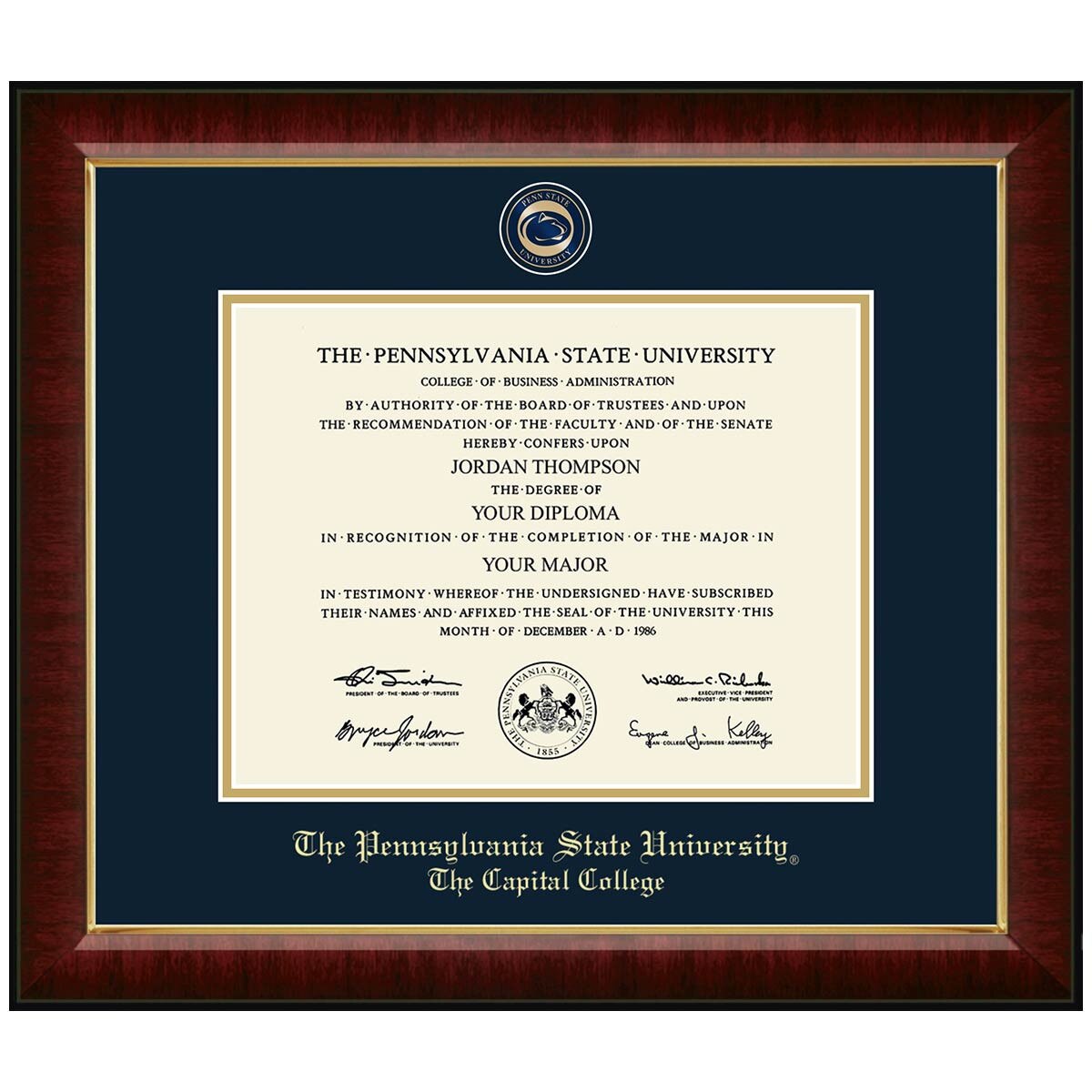#113 The Capital College diploma frame Masterpiece Medallion in Murano (Cherry)